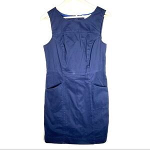 Boden navy blue sleeveless knee length casual sheath dress size 8